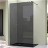 doporro Parete Doccia Walk-In 80x200 cm Senza Porta con Barra Telescopica | Vetro Temperato Grigio Fumé 10 mm, Profilo Cromato 0-15 mm, Supporto Inox 70-120 cm, Montaggio Reversibile Destra/Sinistra