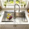 HZKSINNK 60 x 45 cm, lavello da cucina in acciaio inox con rubinetto estensibile a molla elicoidale, grande lavello da incasso, con griglia scolapiatti arrotolabile (argento #D1, 75 x 45 cm)