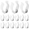 sourcing map 15 staffe di supporto a U T8, clip per tubo fluorescente a LED in acciaio inossidabile, morsetti per tubi di supporto per lampade da 20 mm / in in, accessori di montaggio, 36 mm H, bianco