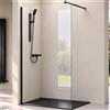 doporro Parete Doccia Walk-In 90x200 cm Senza Porta con Barra Telescopica | Vetro Temperato Trasparente 10 mm, Profilo Nero Opaco, Supporto Inox 70-120 cm, Installazione a Pavimento o su Piatto Doccia