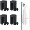 INCREWAY 4 ganci in silicone per porta della doccia, ganci per asciugamani sopra la parete di vetro del bagno, ganci neri per appendere asciugamani, palle da bagno, yukata, chiavi, borse