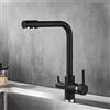 XJTNLB Rubinetto Cucina 3 Vie per Depuratore Nero Rubinetto Lavello Cucina con Doppio Manopole Rubinetto a Osmosi Miscelatore Tre Vie-A