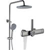 LNXGJJ Colonna Doccia con Miscelatore Termostato, Set Doccia con 26cm Rubinetto Soffione, Doccetta 3 Funzioni e Rubinetto della Vasca Cascata, Sistema Doccia Termostato in Ottone Altezza Regolabile