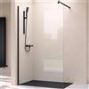 doporro Parete Doccia Walk-In 90x200 cm Senza Porta con Barra Telescopica | Vetro Temperato Trasparente 10 mm, Profilo Nero Opaco, Supporto Inox 70-120 cm, Installazione a Pavimento o su Piatto Doccia