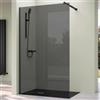 doporro Parete Doccia Walk-In 80x200 cm Senza Porta con Barra Telescopica | Vetro Temperato Grigio Fumé 10 mm, Profilo Nero Opaco 0-15 mm, Supporto Inox 70-120 cm, Montaggio Reversibile Destra/Sinistra