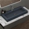 doporro Lavabo da Appoggio o Sospeso Rettangolare 90x48x10 cm per Bagno | Lavandino per Bagno in Marmo Resina, Colore Antracite, Finitura Opaca, Foro per Rubinetto, Sistema con Troppopieno