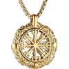 HZMAN Viking Vegvisir Norse Compass Stainless Steel Necklace Double-Sided Hollow Engraving Sun Totem Pendant Norse Amulet Jewelry