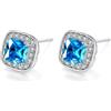 VONSSY Orecchini a bottone con pietre preziose ipoallergeniche, orecchini a perno di cristallo con zirconi brillanti 5A quadrati, perni in argento sterling 925 senza nichel