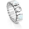 Nomination® - Anello Donna in Acciaio Inossidabile con 2 Pietre e 1 Cristallo Sfaccettato Bianco, Eleganza Made in Italy, Perfetto per Ogni Occasione, Misura Estendibile 12/13cm