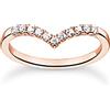 THOMAS SABO Anello da donna a forma di V, con pietre bianche, in argento sterling 925, placcato oro rosa, 750, TR2394-416-14