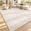 Sour Lemon Tappeto Salotto Moderno Geometrico 3D, Antiscivolo, Pelo Corto | Tappeto Camera da Letto Lavabile, Morbido, Monocolore, Tappeti Soggiorno, Cameretta, Ufficio, Astratto Crema, 140x200 cm