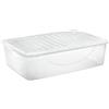 aro Contenitore multiuso, in plastica trasparente, 39 x 59 x 16 cm, con coperchio, 27 L, ideale per vestiti/scarpe/giocattoli, impilabile, 1 unità