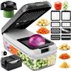 Fullstar Essential - Taglia Verdure e Mandolina per Verdure 8 in 1 | Vaschetta Compatta da 0,75 L, Salvadita - Tagliaverdure per Cipolle e Insalata, Grattugia per Formaggio (8 in 1, Bianco/Nero)