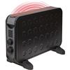 Brollux Riscaldamento elettrico, 2000 W, B2K, termoconvettore, radiatore elettrico, riscaldamento elettrico con termostato, nero