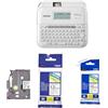 Brother P-Touch PT-D410, Etichettatrice Desktop Professionale con Display, Fino a 18 mm + Nastri Laminati TZE231 (12 mm) e TZE241 (18 mm), Nero su Bianco