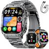 LIGE Orologio Smartwatch Uomo con Batteria 1000mAh(3 Cinturini), 2.0 HD Militare Smart watch con Chiamate Bluetooth/Batteria 1000mAh/Torcia LED/100+Modalità Sportive/Frequenza Cardiaca, Android iOS