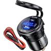 BCEY Presa USB PD da 45 W, 12 V, impermeabile, QC 3.0, 12 Volt, in metallo, con interruttore, voltmetro a LED per moto, roulotte, barca, camion, MacBook, iPhone, Samsung