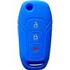OTMIK Custodia in Silicone per Chiavi Dell'auto per Ford Focus 2 3 Mondeo 5 Fiesta Figo EcoSport Ranger per Ford Puma Supporto per Guscio Remoto (Blu)