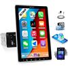 SIXTOP Autoradio Bluetooth 1 Din con Wireless CarPlay & Android Auto, 10,1 Pollici Rotante Schermo per Auto, FM/AM/RDS, MirrorLink, USB/TF/Aux, SWC, EQ, Supporto DVR+Telecamera Retromarcia Auto