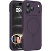 Miracase Custodia magnetica in silicone per 18 Pro Max, viola scuro | Compatibile con MagSafe, protezione integrata in silicone per il controllo della fotocamera, spessa 3,0 mm