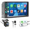 Moobsnry Autoradio 2 DIN con Apple CarPlay e Android Auto Inalambrico, Radio per Auto Pantalla Touch Screen 7 HD, Bluetooth, Mirror Link, Telecamera Posteriore, FM Radio, EQ, USB, Type-C, Comandi al Volante