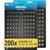 ABSINA Batterie a bottone miste alcaline - assortimento di da 1,5 V | Confezione da 200 - 40x AG1 LR621, AG4 LR66, AG10 LR1130 / 60x AG3 LR41 / 20x AG13 LR44 - Pile piccole rotonde orologio