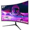 CRUA Monitor da gioco curvo da 27 pollici, 100 Hz, monitor per computer senza cornice Full HD 1080P 1800R, GTG da 1 ms con FreeSync, sfocatura a basso movimento, cura degli occhi, VESA, HDMI