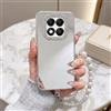 BEENTRYS Cover Specchio per Xiaomi Redmi Note 14 Pro/Note 14 Pro+/Poco X7,Trasparente Glitter Bracciale Polso Perle Donna Ragazza Fotocamera Strass Sottile TPU Antiurto Protettiva Custodia-Argento