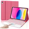 IVEOPPE Tastiera per iPad A16 11 Generazione 11 2025/10 Generazione 2022 10.9 | Cover Keyboard Touchpad con 7 Colori Illuminato Bluetooth Staccabile, Italiano QWERTY, Custodia con Portapenna, Rosa fucsia