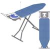 SONGMICS Asse da stiro da 122 x 38 cm, regolabile in altezza, pieghevole | Asse da stiro con porta cavo, poggia ferro da stiro, ganci, blu notte/grigio tortora, collezione BORIX LLB004QP01V1