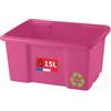 SUNDIS Scatola portaoggetti da 15L, Rosa, L.38xl.29x H19,5cm, impilabile | In plastica riciclata,ideale per l'officina, il bricolage o il trasporto