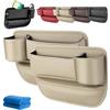 LLELEMAMO Cup Holder Gap Bag for Car, Berimat for Car, Car Leather Cup Holder Gap Bag, Adjustable Car Seat Gap Storage Box, Car Seat Gap Filler Organizer with Water Cup Holder for Item (A Pair-Beige)