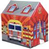 GIODICART Casetta Gioco per Bambini a Tema Caserma dei Pompieri, Tenda da Gioco con Camion dei Vigili del Fuoco, Rossa