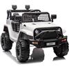 FINOOS Macchina Elettrica Per Bambini Jeep 12V con telecomando da 2,4 GHz, 2 motori, veicolo per bambini con clacson, luci a LED, musica, avviamento graduale, per bambini da 1 a 4 anni (Bianca)
