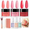 Aokitec Dip Powder Nail Set, 3 colori rosa rosso, 12 pezzi, senza lampada | 12 pezzi. Dip Powder Starter Set: 3 rose red & 2 in 1 Base/Top Coat. Si asciuga senza lampada UV, a lunga durata e senza