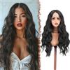 FESHFEN Parrucca Lace Front Parrucche Marrone Scuro per Donna, 70 cm | Lunghe Ondulate Wig Sintetici Resistente al Calore Naturali con HD Lace Wigs per Halloween Carnaval