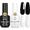 beetles Gel Polish Beetles Gel Nail Kit- 2 Pcs 15ml Black White Colors Gel Set Soak Off LED Nail Art Manicure DIY at Home Gifts Decoration