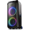Lustrens Altoparlante Bluetooth portatile, 110 W, illuminazione RGB sincronizzata, tecnologia True Wireless, maniglia e ruote, autonomia di 3 ore, suono potente ideale per feste