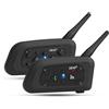 Lustrens Auricolare Bluetooth per casco da moto, interfono per 2 persone, comunicazione full duplex