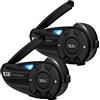 Lustrens Interfono per motociclette Q2, auricolare Bluetooth 5.1 con radio FM e cancellazione del rumore