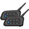 Lustrens Interfono per motociclette, auricolare Bluetooth 5.1 con radio FM e cancellazione del rumore CVC per 4 persone