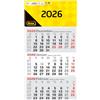 Idena 12071 - Calendario 3 mesi 2026 in formato 24 x 45 cm, calendario da parete con cursore, calendario da ufficio in 4 lingue con contatore settimanale