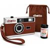Shotto Matte Macchinetta Fotografica Analogica 35mm con Rullino - Marrone | Fotocamera analogica vintage riutilizzabile con flash, alternativa all'usa e getta: 72 foto per rullino da 36, mezzo formato