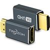 Twozoh Adattatore di prolunga HDMI 8K maschio a femmina, 2 pezzi, supporta 8K @ 60Hz, 4K @ 144Hz, 2K @ 240 Hz