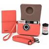 Shotto Matte 35HF Macchina Fotografica Analogica 35mm Kit Regalo - Rosa | Con rullino, flash, custodia retrò, tracolla, laccetto e mini album: riutilizzabile, 72 foto per rullino in mezzo formato