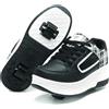 HUSKSWARE Ragazzi Ragazze Scarpe da Skateboard con 2 Ruote Automatiche, Pattini a rotelle per Bambini con Doppie Ruote, Scarpe da Fitness per Esterno Sneakers, Nero-Rosa, Nero-Bianco, 31-39 EU