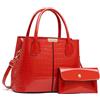 NICOLE & DORIS Borsa Donna Vernice Borsa e Portafoglio Set 2 Pezzi Borse a Mano Coccodrillo Borsetta Tracolla Borsa a Spalla per Lavoro Shopping Viaggi Rosso