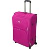 R.Leone Valigia EXTRA LARGE Ultra Grande Espandibile XXL 4 ruote in stoffa 214 (Extra Large 85x52x35 cm, Fucsia)