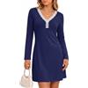 Ocextami Camicia da Notte Donna Invernale Abito da Notte Elegante S-3XL | Vestaglia da notte inverno manica lunga morbida e confortevole con scollo a v in pizzo vestibilità ampia per casa e relax