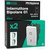 Eurocali Interruttore Bipolare di Corrente 16A 250V I/O Compatibile con Vimar Plana a Incasso da Muro Frutti Elettrici Colore Bianco - Confezione da 2